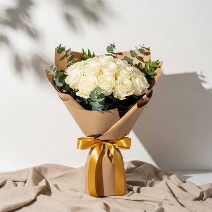 11'Li Beyaz Gül Buketi