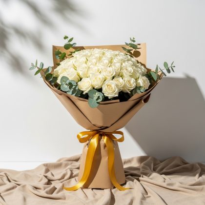 50'Li Beyaz Gül Buketi