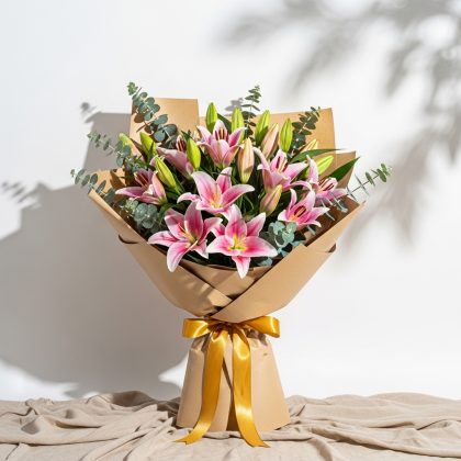 Pembe Lilyum Buketi