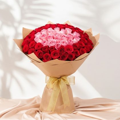 Kırmızı Pembe Gül Buketi