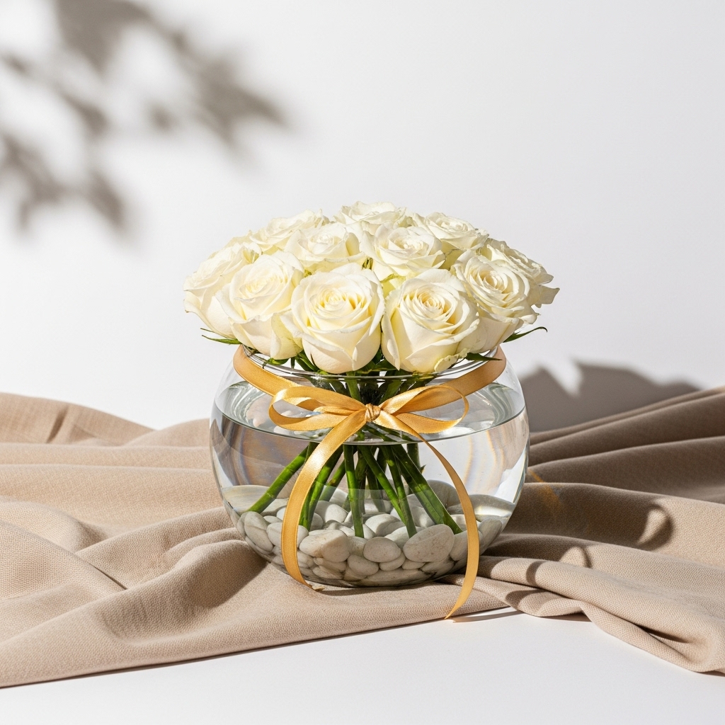 11'Li Beyaz Gül Vazoda