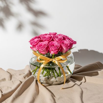 11'Li Pembe Gül Vazoda