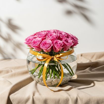 21'Li Pembe Gül Vazoda