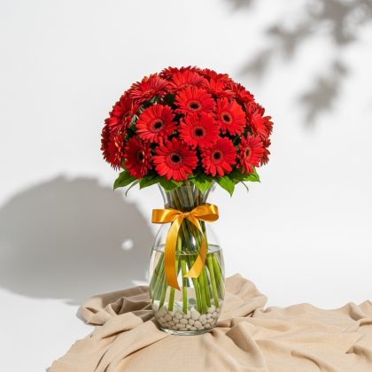 Kırmızı Gerbera Vazoda